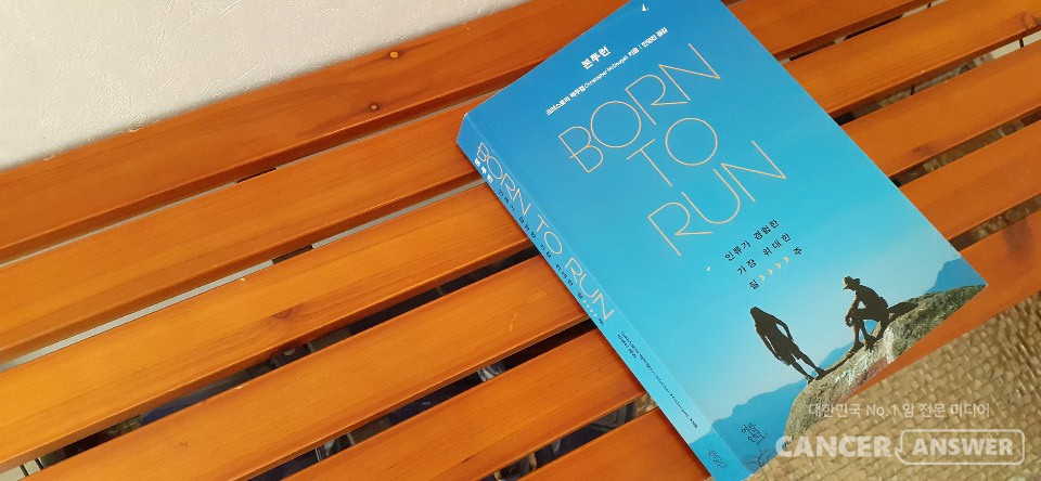 인간은 장거리 달리기를 잘 하는 방향으로 진화되었다는 이야기를 하고 있는 책 '본투런'.