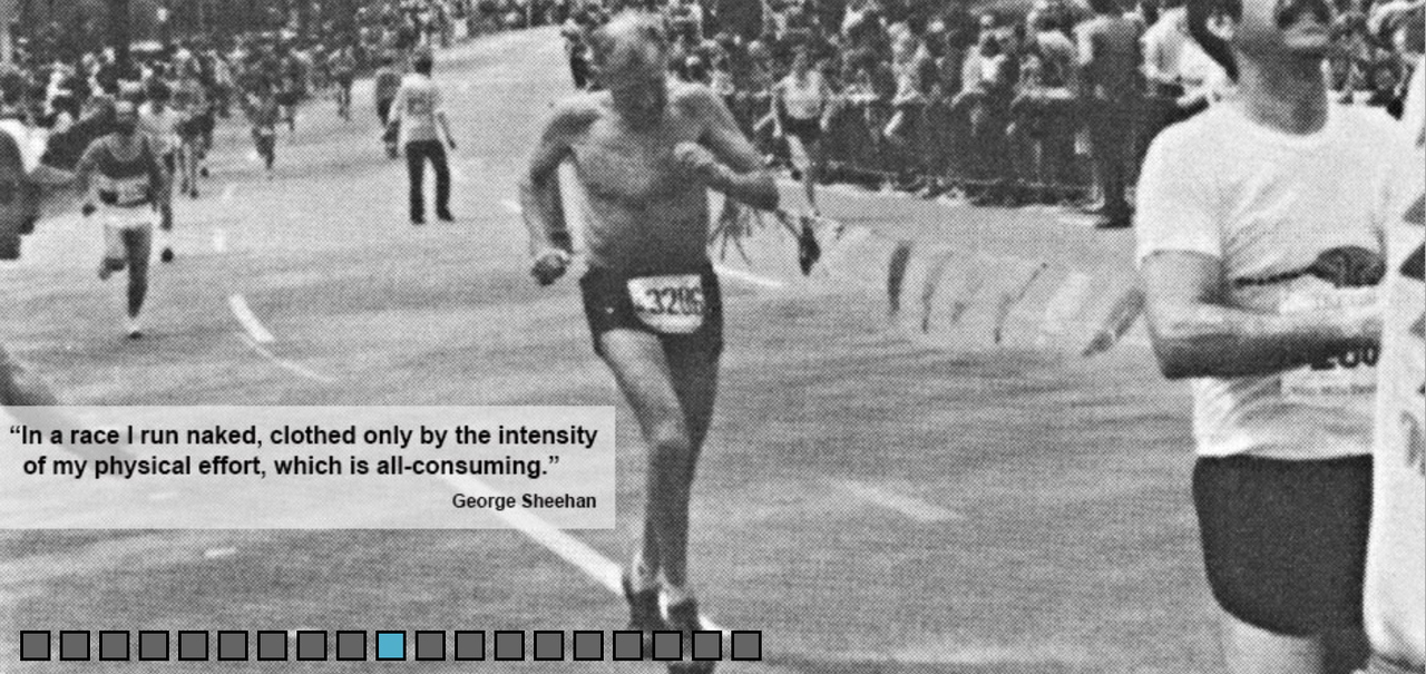 "달릴 때 나는 나체다. 오직 신체적 열정만 입고 있는...." / 조지 쉬헌 홈페이지 Geogesheehan.com 