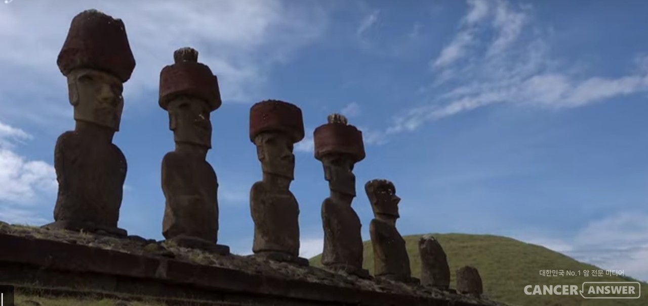 모아이 거대석상들로 유명한 섬 이스터. 원어민 말로 라파누이다. 이 섬에서 발견한 새로운 균이 만들어내는 화합물인 라파마이신은 생쥐와 초파리처럼 작은 동물의 생명을 연장시키는 것으로 확인됐다. / '걸어서 세상속으로' 동영상 캡처