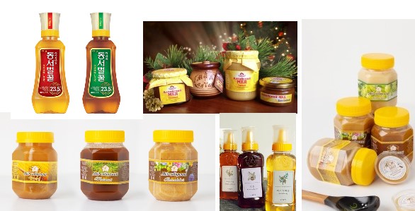 시중에 나와 있는 각종 꿀 제품들.