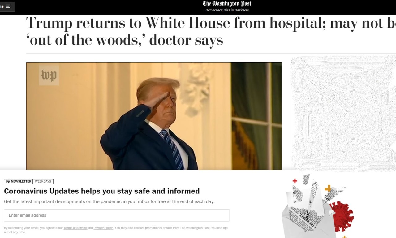 트럼프 미국 대통령이 월터리드 육군병원에서 퇴원해 백악관에 복귀했다고 워싱턴포스트 인터넷판이 보도했다.