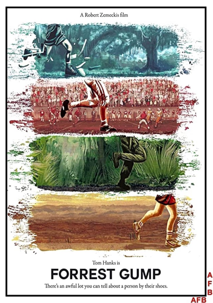 어린시절, 청년시절, 군인시절, 성년시절 등 삶의 여정이 곧 달리기임을 상징적으로 보여주는 영화 '포레스트 검프'의 포스터./ imdb.com