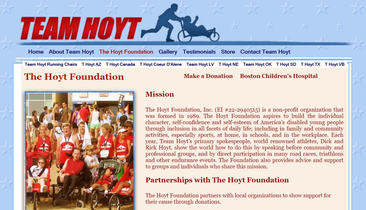 장애를 겪고 있는 미국의 젊은이들에게 희망을 주고 지원해 주는 호잇재단 홈페이지.