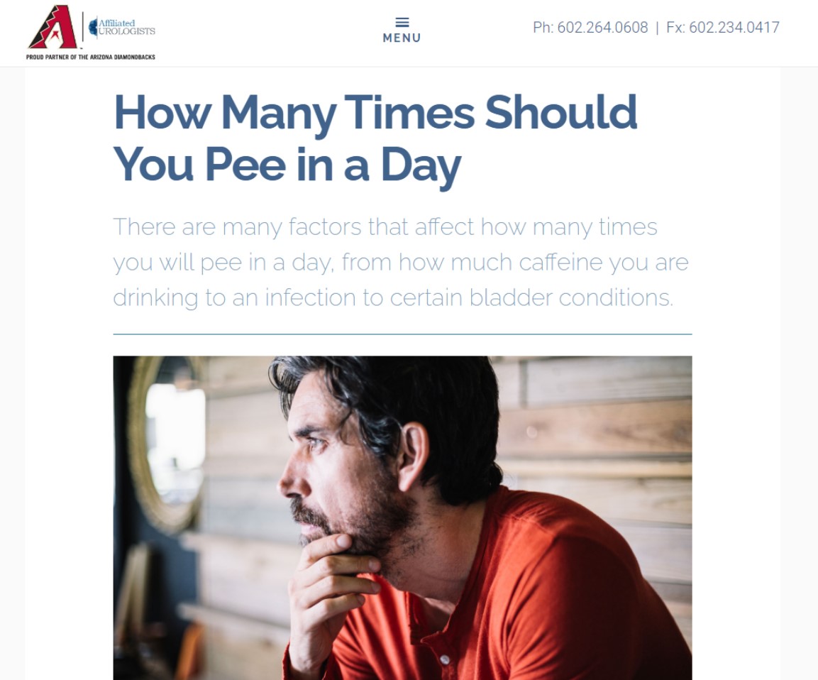 하루 8회까지는 정상적 소변 횟수로 본 미국 비뇨기전문의들은 노화와 임신, 당뇨병, 고혈압, 불안감 등을 잦은 소변의 원인으로 꼽았다. / Affiliated Urologists