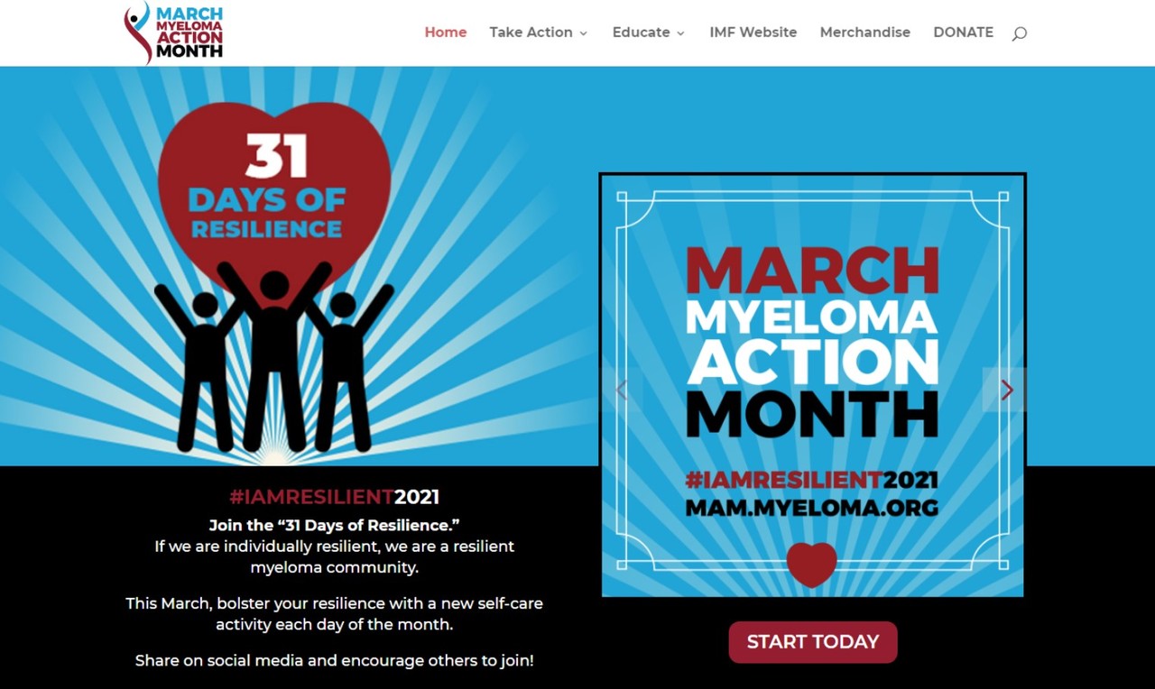 세계골수종재단의 '골수종의 달' 캠페인 홈페이지. 