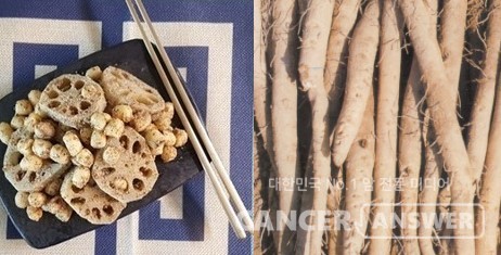 따뜻한 기운의 연근과 차가운 기운의 우엉을 섞어 차로 마시면 여름철 수분을 빼앗긴 몸을 회복시키는데 도움이 된다. / 캔서앤서DB