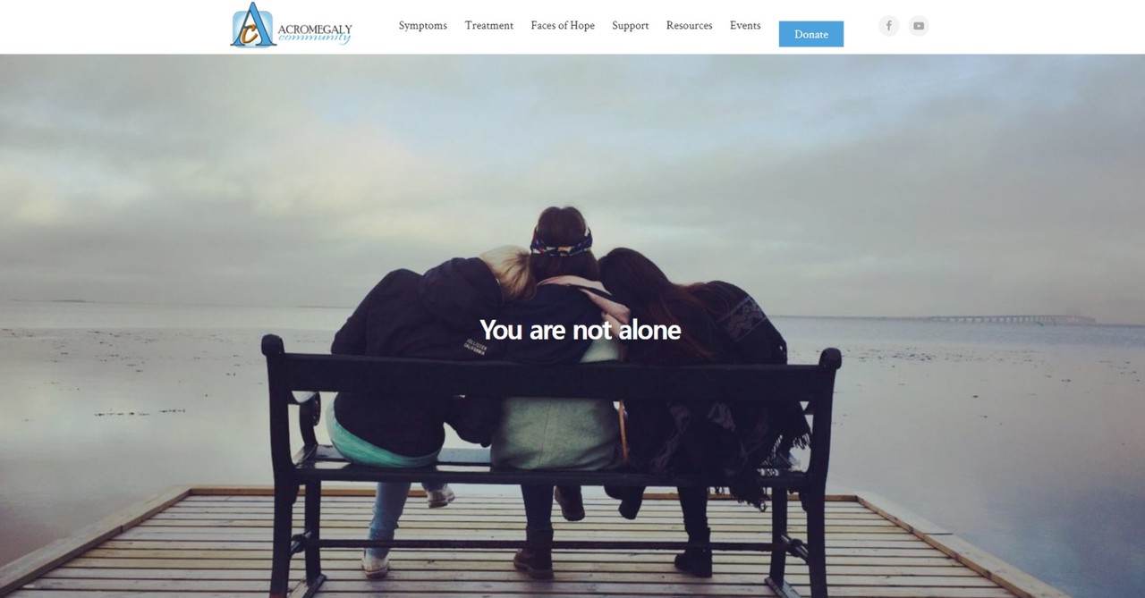 전세계 말단비대증 환자들을 돕고 사회의 인식을 제고하기 위해 노력하는 '말단비대증 커뮤니티' 홈페이지.