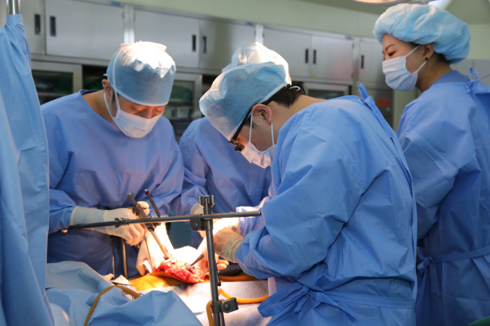 중앙대병원 간담도췌외과  의료진이 간이식 수술을 집도하고 있다. / 중앙대병원
