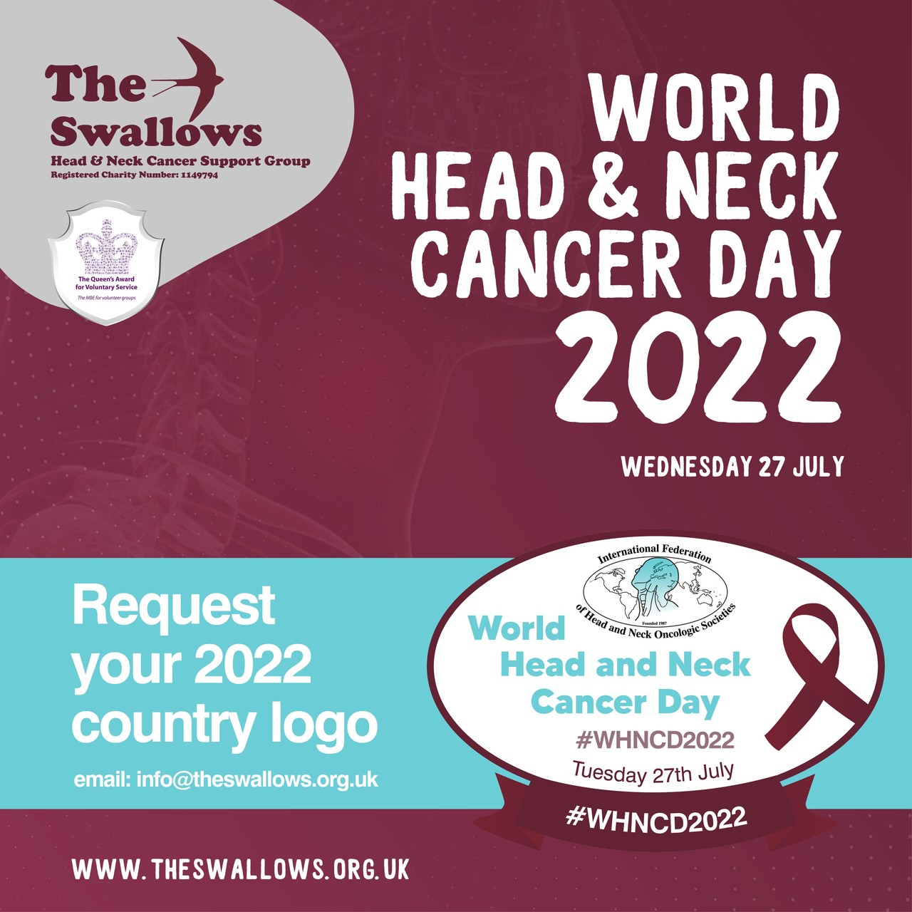 세계 두경부암 환자들을 돕기위해 일하는 'the Shaiiows'가 마련한 2022년 행사 포스터.