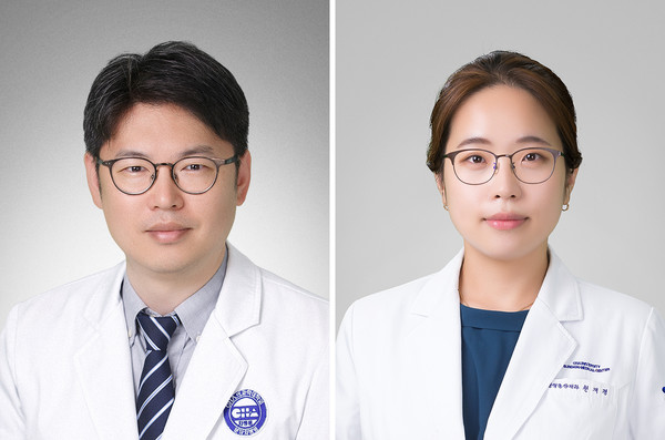 티쎈트릭-아바스틴 병용요법으로 간암치료를 했을 때의 유효성과 안전성을 확인한 임상시험에 참여한 분당차병원 전홍재(왼쪽)-천재경 교수. 