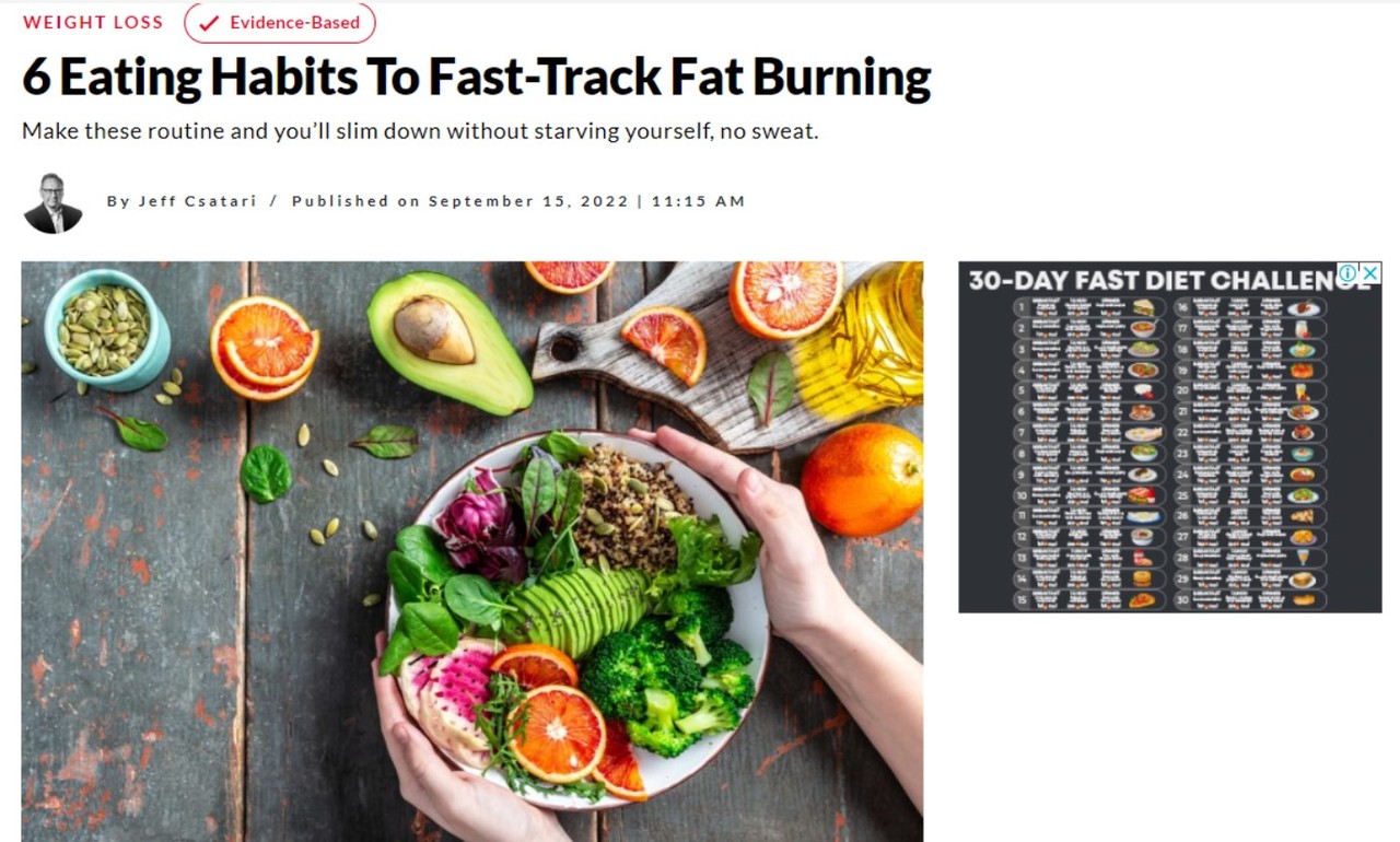 간단한 식습관 몇가지만 바꿔도 몸속에 쌓이는 지방 걱정을 덜 수 있다는 소식을 전하고 있는 'eat this not that'.