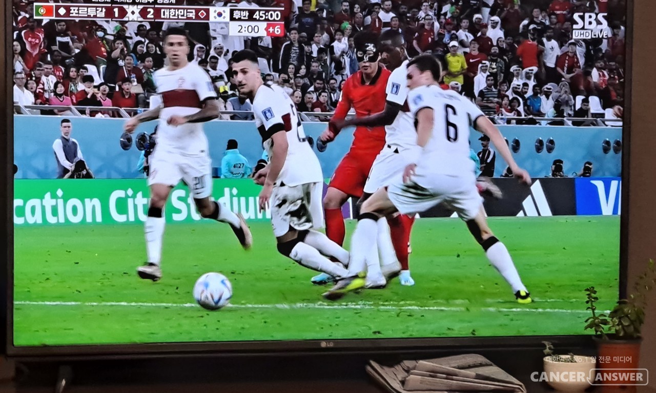 밤늦게 진행되는 월드컵 경기를 지켜보며 응원하다 보면 흥분한 상태에서 야식을 먹게 된다. 이래저래 수면을 방해하는 행위들이다. 건강을 지키며 경기를 즐기는 지혜가 필요하다. / 캔서앤서DB