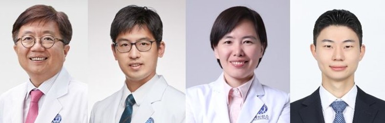 연세암병원 안중배, 김한상 교수와 연세의대 박유랑 교수, 세브란스병원 서동진 인턴(왼쪽부터).
