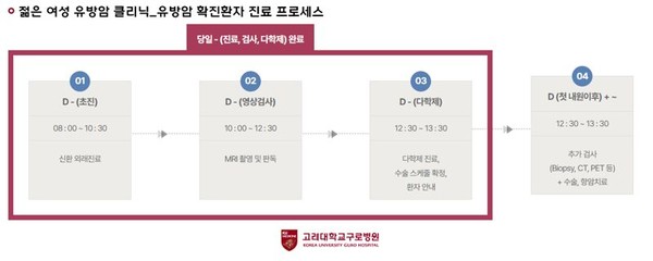 고대구로병원 '젊은 여성 유방암 클리닉'의 원스톱 진료 프로세스 개념도.