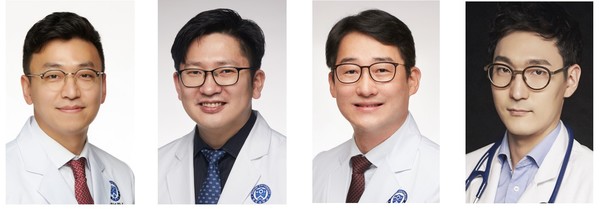 중증 말기 간질환 환자도 생체 간이식을 받으면 생존율이 높아진다는 연구 결과를 발표한  세브란스병원 연구진. 왼쪽부터  세브란스 이식외과 김덕기·이재근·주동진 교수, 임승혁 강사./세브란스 제공