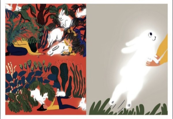 마리 칸스타 욘센의 그림동화책 '안녕'의 내용. 이 책은 글이 없고 그림으로만 구성돼 있어 읽는 사람의 상상력을 자극합니다.