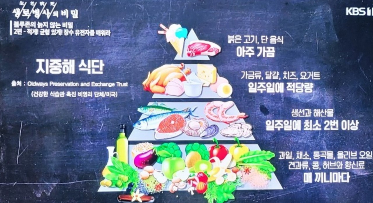 지중해 식단을 실천하는 사람이 '혈당 효소 조절 단백질 유전자변이'를 가지면 대사이상 연관 지방간질환 발생 위험이 16% 낮아진다는 연구 결과가 나왔다./kbs 화면 캡처