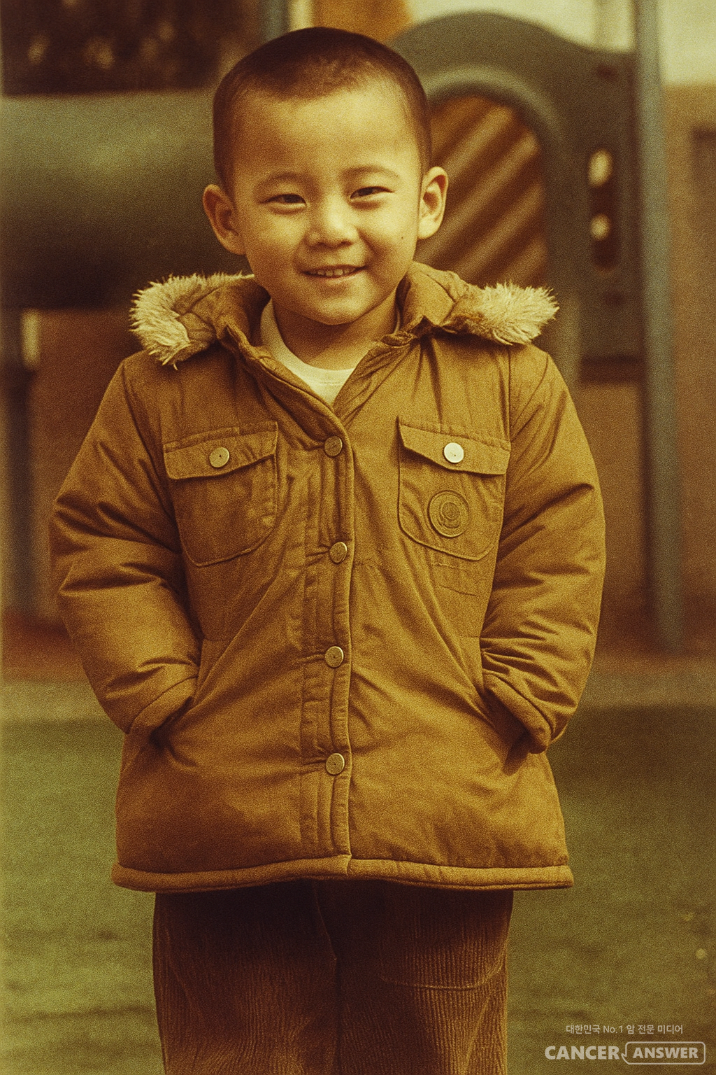 아마도 내가 4살 혹은 5살이었을 것이다. 겨울잠바를 새것으로 처음 획득한 때가 말이다. 아버지가 돌아가시기 전이었으니까 계절은 분명 겨울이었을테고. 새 겨울잠바는 황토색이었고 속에 솜이 들어 있어 폭신폭신했고, 소매와 허리춤은 쫄쫄이로 죄어져 있었다. 당시 사진이 없지만 이런 모습이 아니었을까 싶다.